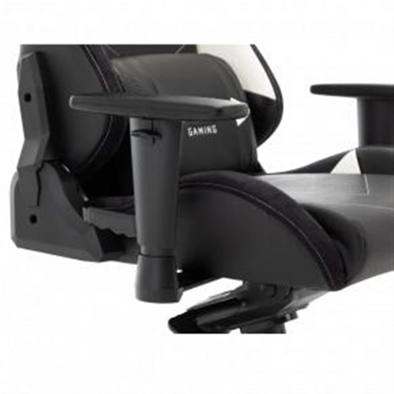 L33T Gaming Elite V4 Gaming Chair PU Black - White decor Class-4 gas-lift Tilt recline
