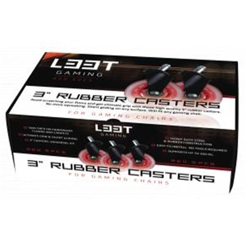 L33T Gaming 3inch Rubber Casters Red 5pcs