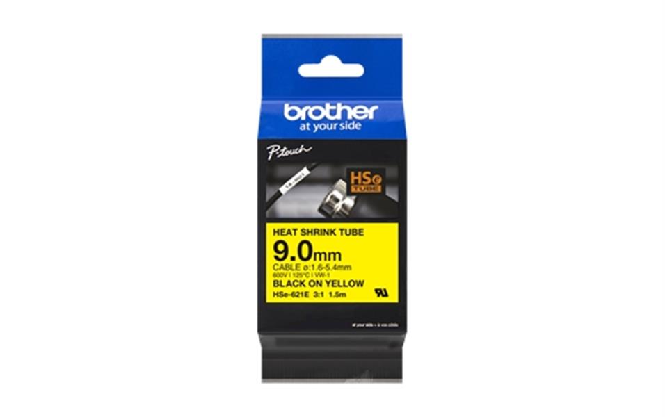 BROTHER Heat Shrink Tube Black on Yellow