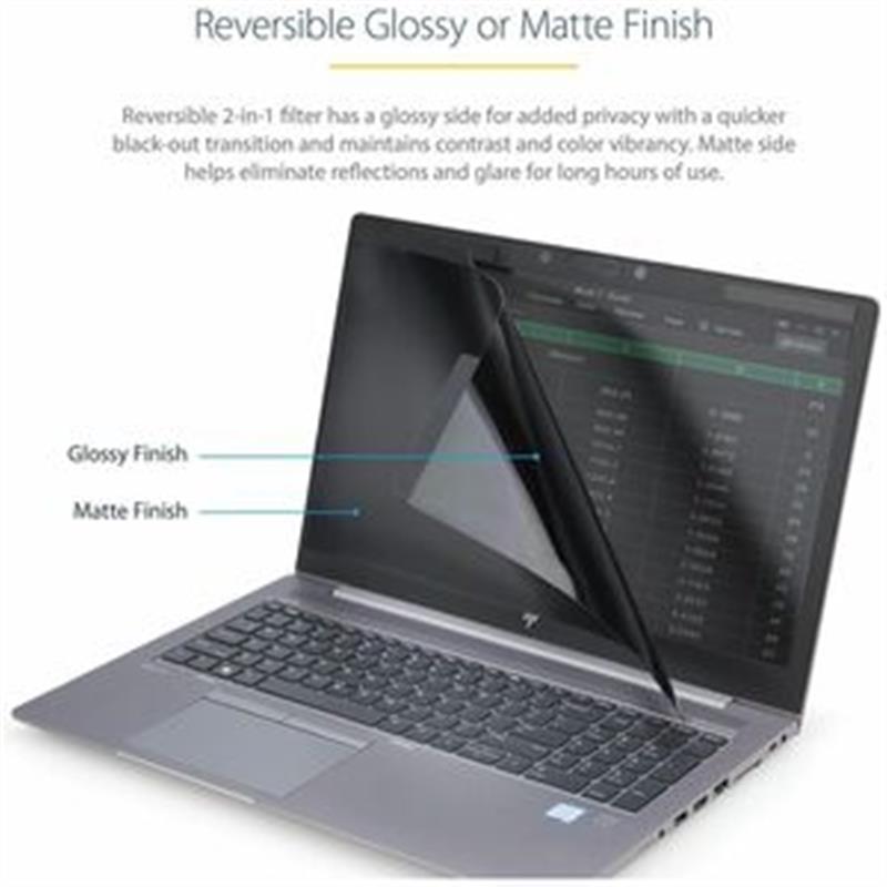 StarTech.com Laptop Privacy Screen voor 15.6"" Notebook, Magnetisch Verwijderbare Privacyfilter voor Laptopschermen, Anti-Blauw Licht Scherm Filter, 1