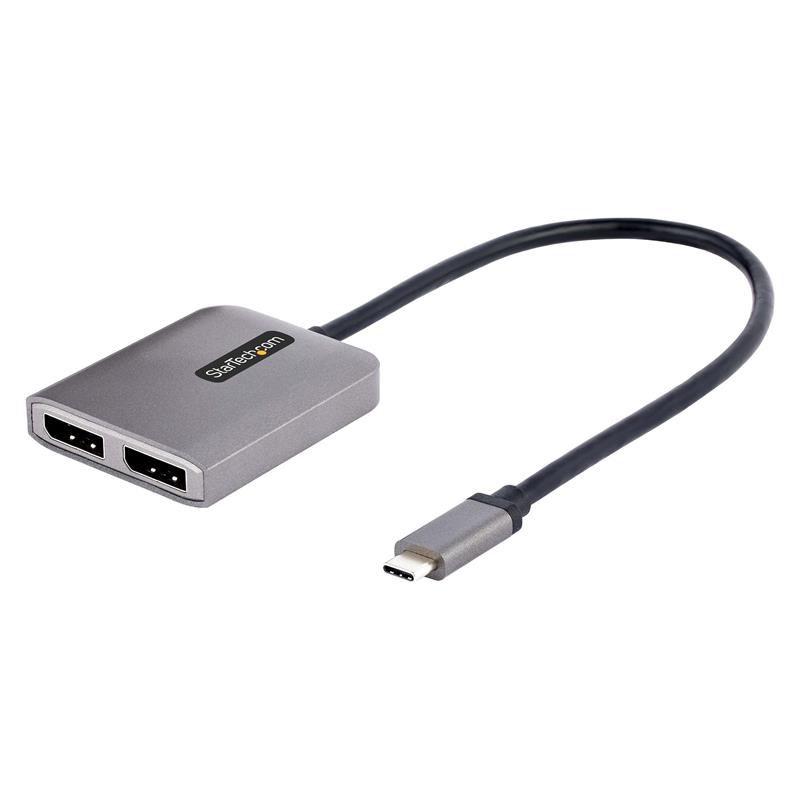 StarTech.com 2-Port USB-C MST Hub - USB Type-C naar 2x DisplayPort Multi-Monitor Adapter voor Laptops - Dual-DP tot 4K 60Hz met DP 1.4 Alt Mode & DSC 