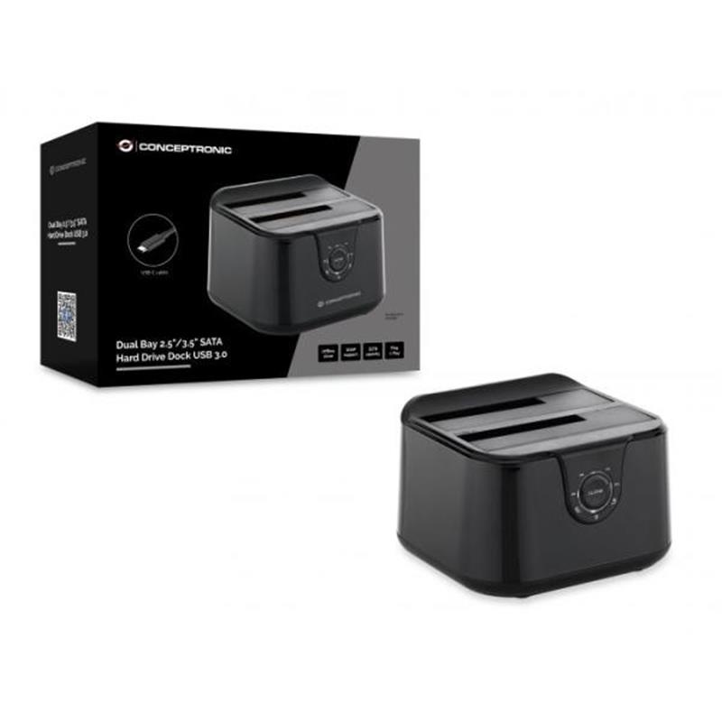 Conceptronic DONN12B basisstation voor opslagstations USB 3.2 Gen 1 (3.1 Gen 1) Type-B Zwart