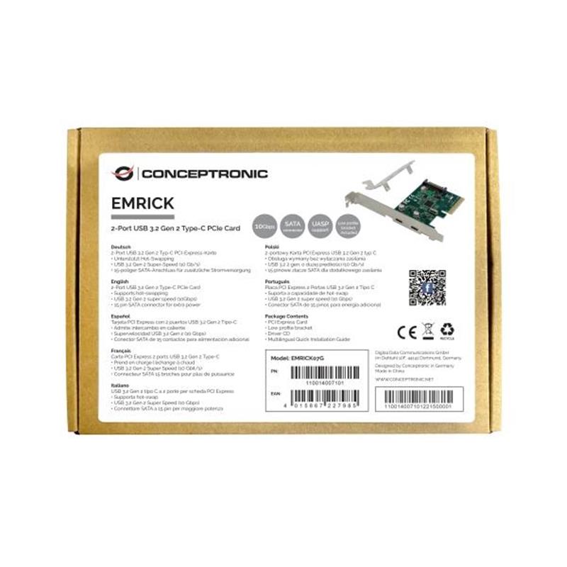 Conceptronic EMRICK07G interfacekaart/-adapter Intern USB 3.2 Gen 2 (3.1 Gen 2)