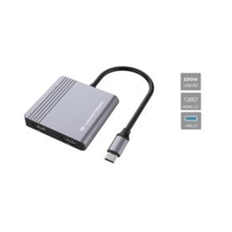 Conceptronic 4-in-1 Docking Station USB 3 2 Gen 1 Type-C 100W 5 Gbit s 4K Ultra HD