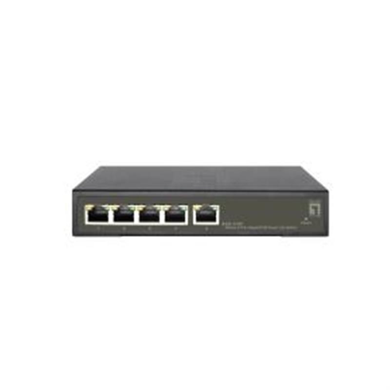Levelone Hilbert 5-Port Gigabit PoE Smart Lite Switch 802 3at af PoE 4PoE Outputs 60W