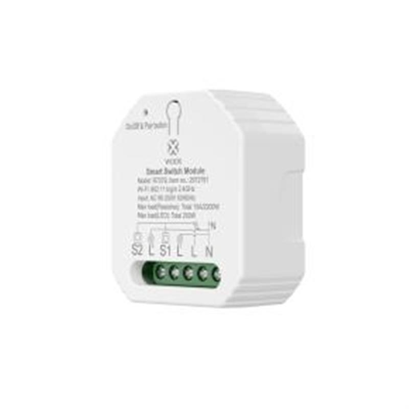 WOOX slimme switch met 2-stroom kanalen zodat u uw stroom installatie zelf kunt voorzien van