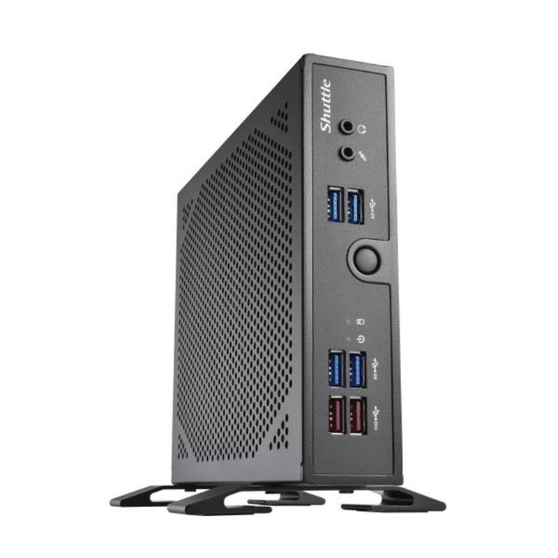 Shuttle XPC slim Barebone DS50U, Intel Celeron 7305, 2x LAN (1x 2.5Gbit ,1x 1Gbit), 1xCOM,1xHDMI,1xDP, 1x VGA, ventilatorloos , 24/7 permanent gebruik