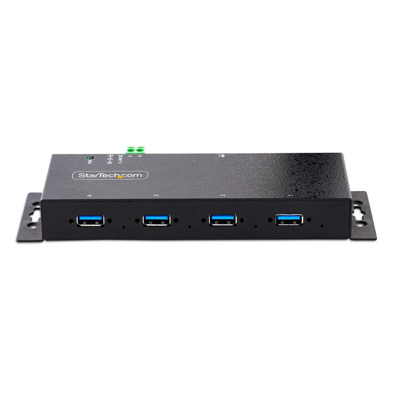 StarTech.com 4-Port Industrial USB 3.0 Hub, 5Gbps, Rugged USB Hub met ESD en Overspanningsbeveiliging, DIN/Wand/Bureau Monteerbare USB-A Hub, USB Expa