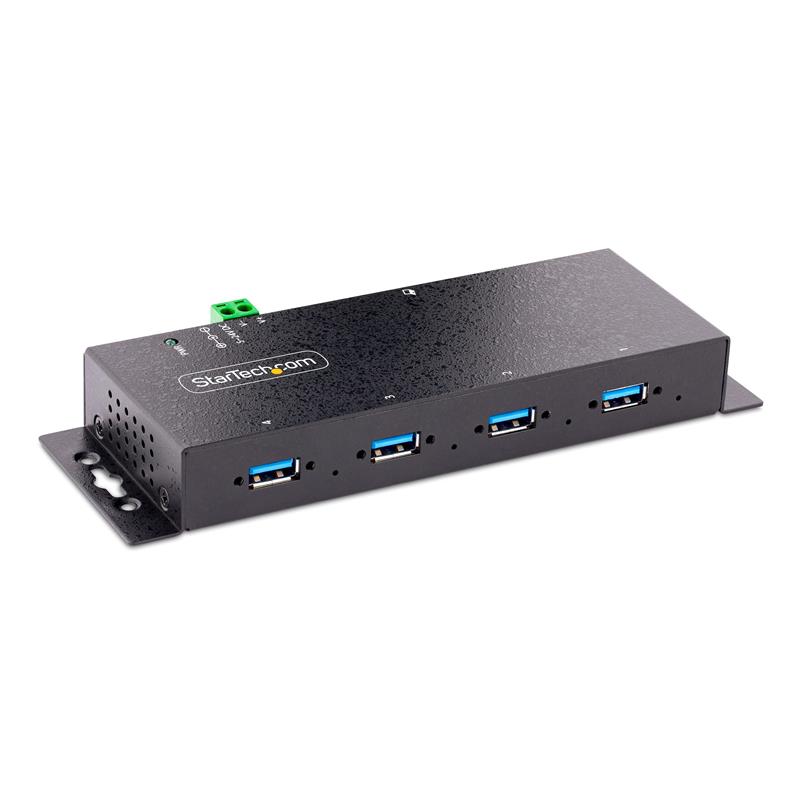 StarTech.com 4-Port Industrial USB 3.0 Hub, 5Gbps, Rugged USB Hub met ESD en Overspanningsbeveiliging, DIN/Wand/Bureau Monteerbare USB-A Hub, USB Expa