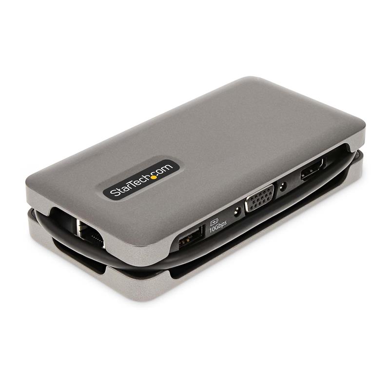 StarTech.com USB-C Multiport Adapter, 4K 60Hz HDMI/VGA, 3-Port USB Hub, 100W Power Delivery Pass-Through, GbE, Travel Docking Station met Charging, Mi