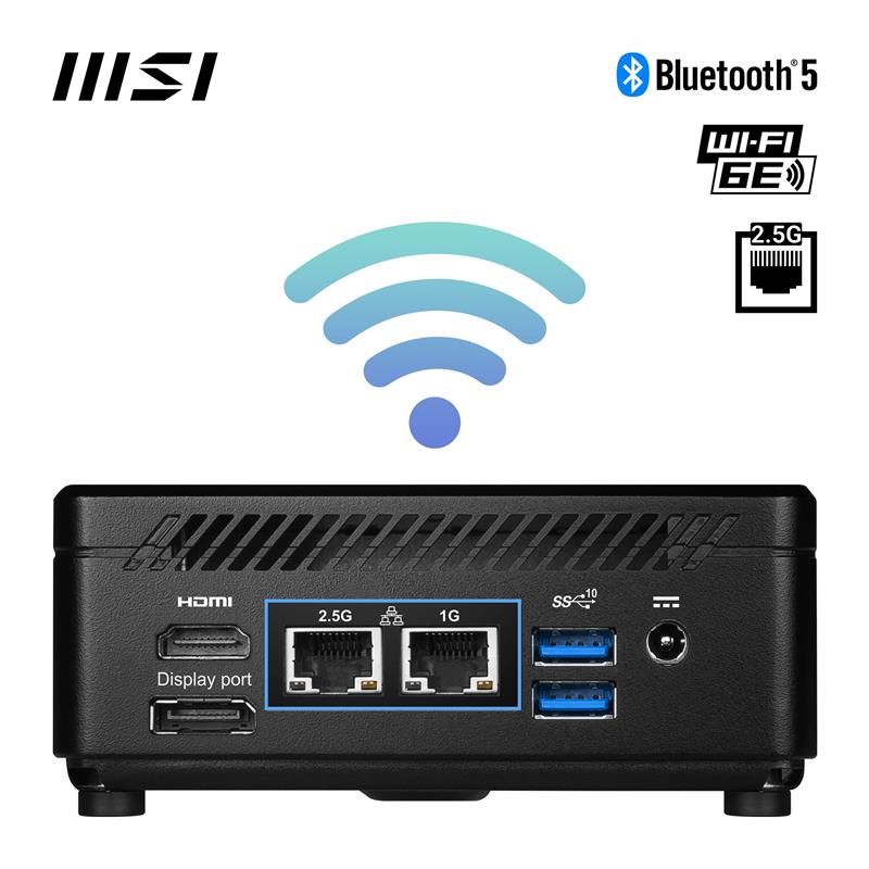 MSI Cubi 5 12M COMPACT PC I5-1235U BLK 0.66L sized PC Zwart Intel SoC 4,4 GHz