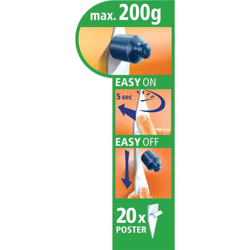 tesa Powerstrips poster tape 20-pack for objects up to 200 grams in weight