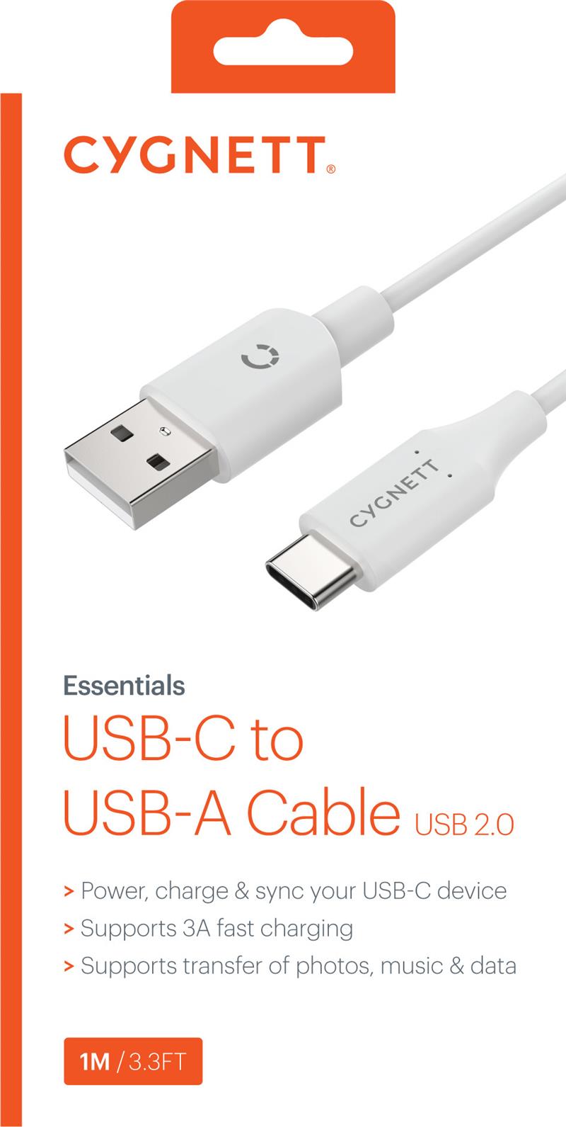 Cygnett Essentials USB-C to USB Cable 1m White