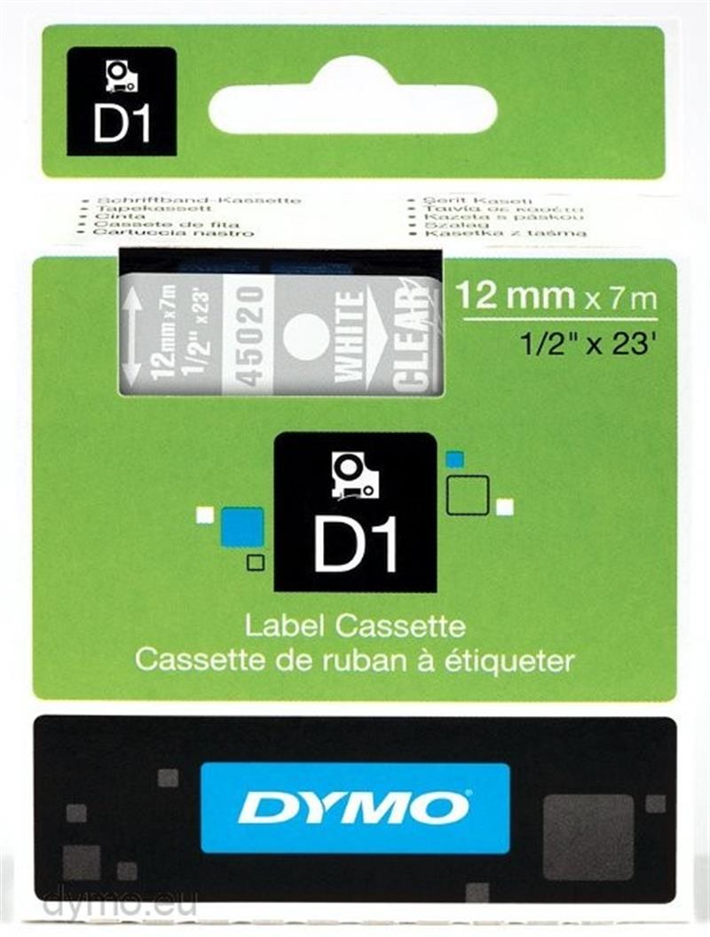 DYMO S0720600 labelprinter-tape Wit op transparant