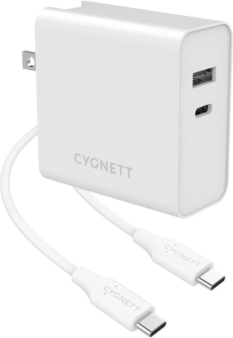 Cygnett Powerplus 60W USB-C USB-A Travel Adaptor White