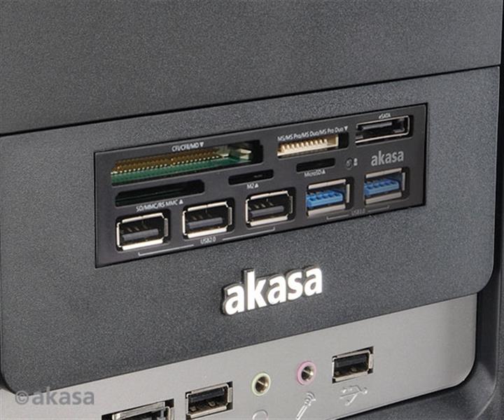 Akasa 3 5 usb 2 0 5-slot mulitcard reader with esata and multiple usb port panel