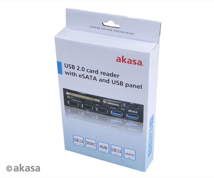 Akasa 3 5 usb 2 0 5-slot mulitcard reader with esata and multiple usb port panel