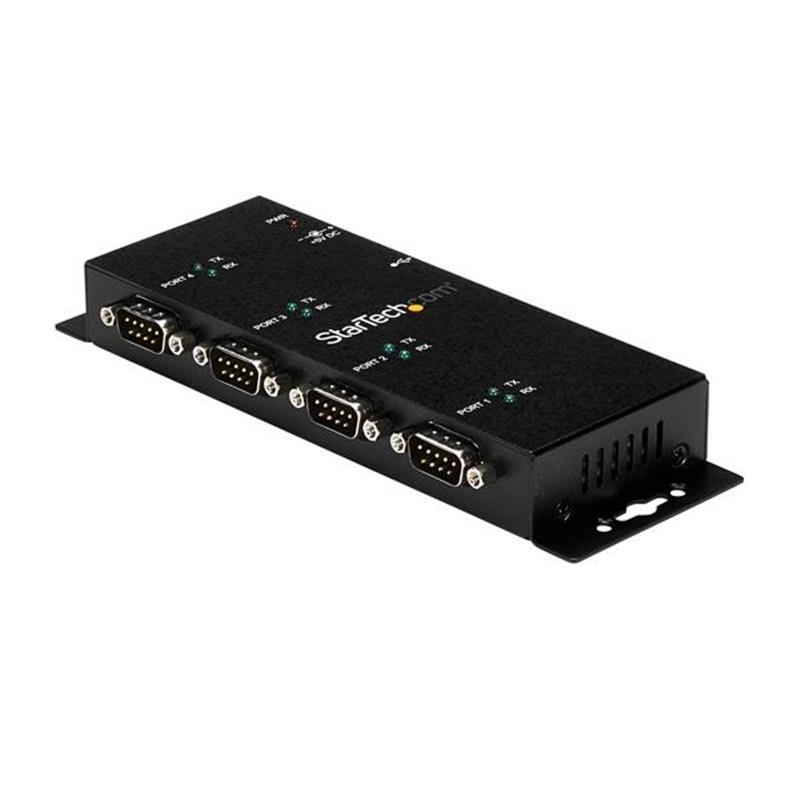 StarTech.com 4-poort USB naar DB9 RS232 Seriële Adapter Hub Industrieel DIN-rail en Wandmontage