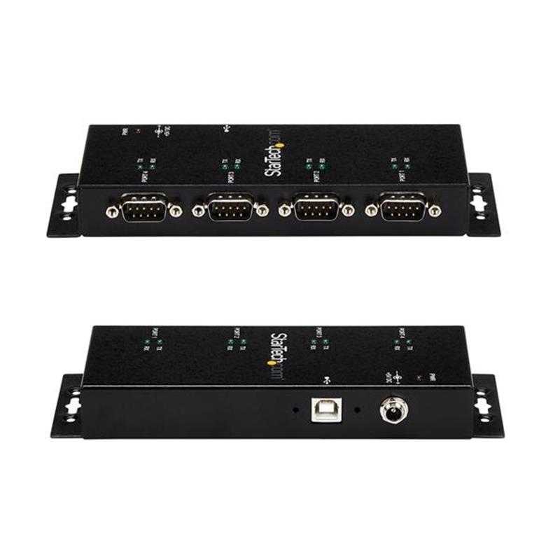 StarTech.com 4-poort USB naar DB9 RS232 Seriële Adapter Hub Industrieel DIN-rail en Wandmontage