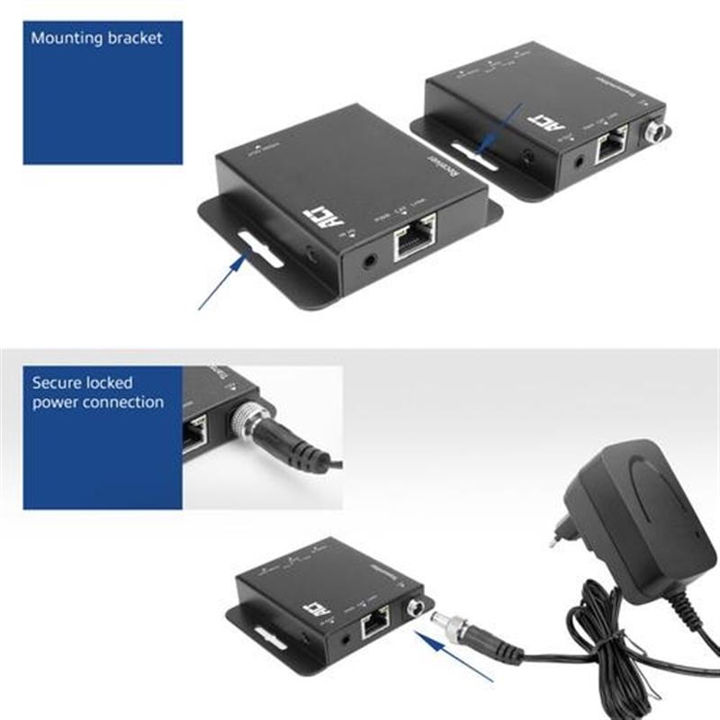 ACT AC7801 audio/video extender AV-zender & ontvanger Zwart