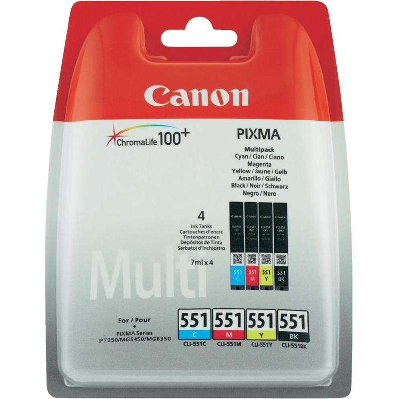 Canon CLI-551 C/M/Y/BK w/sec Origineel Zwart, Cyaan, Magenta, Geel Multipack 4 stuk(s)