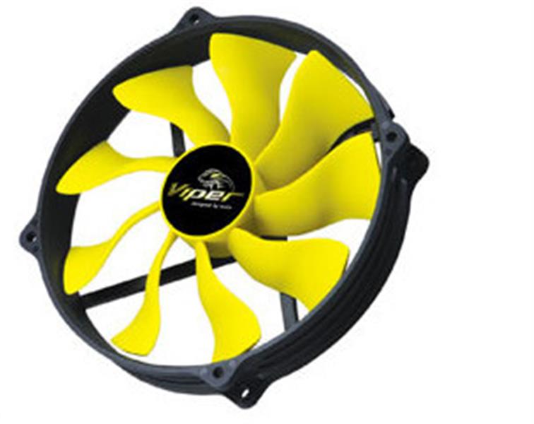 Akasa 14 12cm viper r high performance s-flow fan delivering up to 110cfm of airflow 14cm blade on 12cm fitting 