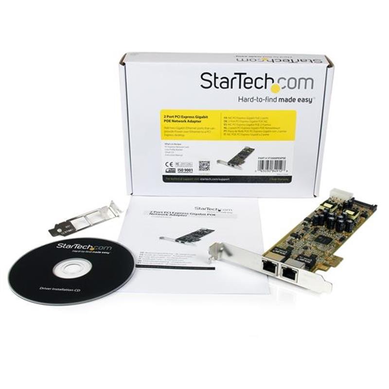 StarTech.com Dual Port PCI Express Gigabit Ethernet PCIe-netwerkkaart adapter PoE/PSE