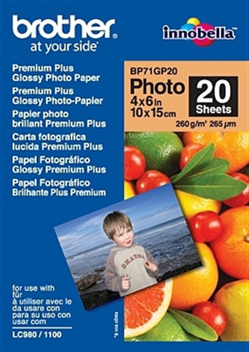 Brother BP71GP20 Premium Glossy Photo Paper pak fotopapier Wit