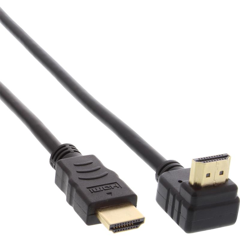 InLine High Speed HDMI Cable with Ethernet angled gold plated 0 3m