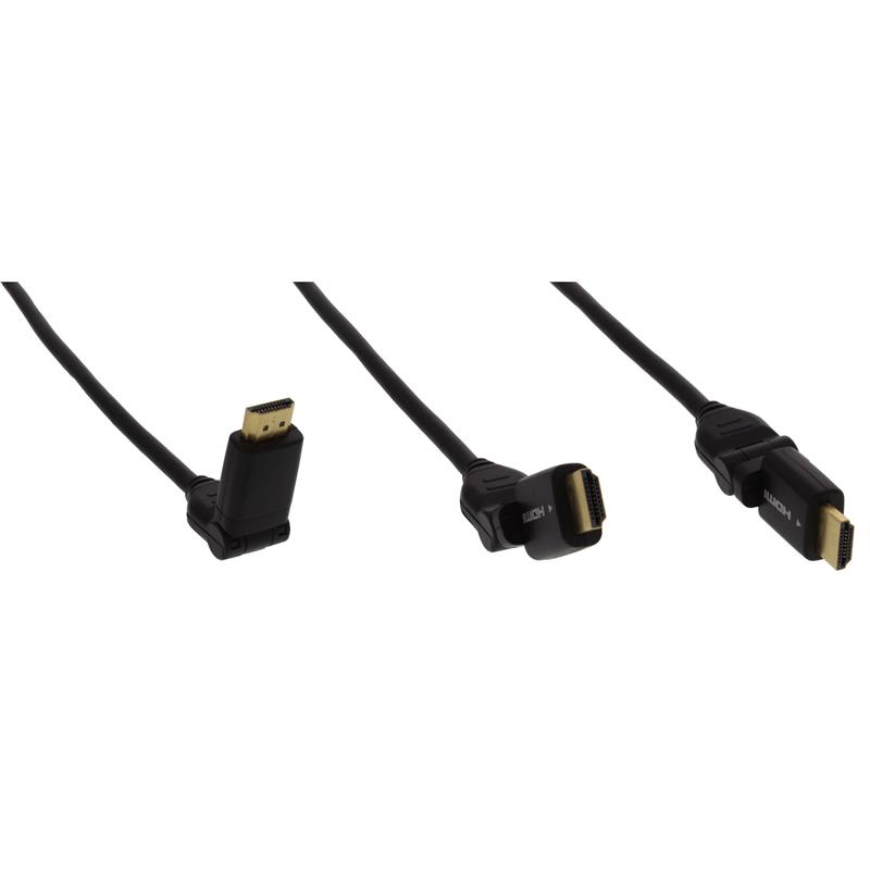 HDMI rotatiekabel InLine High Speed HDMI kabel type A M type A M zwart gouden contacten 0 5m