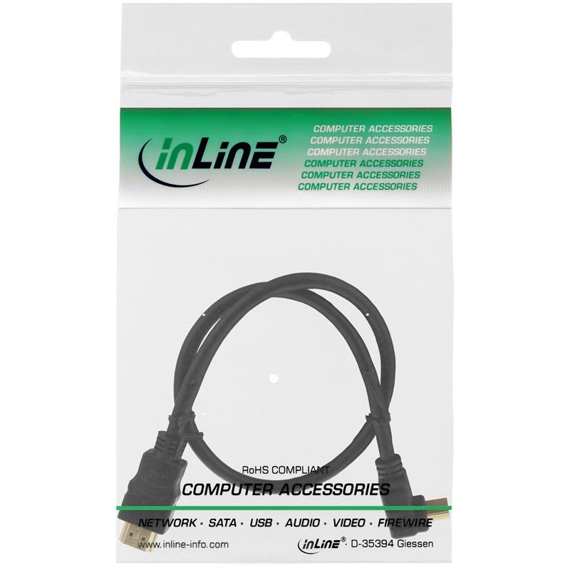 InLine High Speed HDMI Cable with Ethernet angled gold plated 0 3m