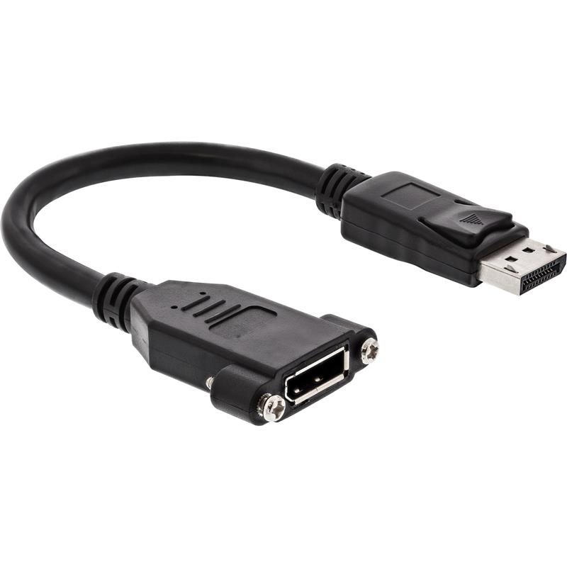 InLine DisplayPort male to female with flange cable 0 2m black