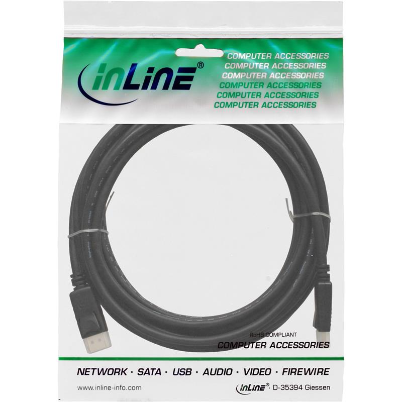InLine DisplayPort kabel zwart vergulde contacten 7 5m