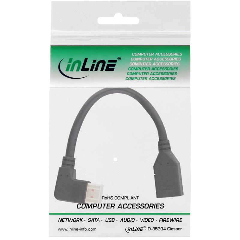 InLine DisplayPort 1 4 adapter cable M F 8K4K angled left black gold 0 15m