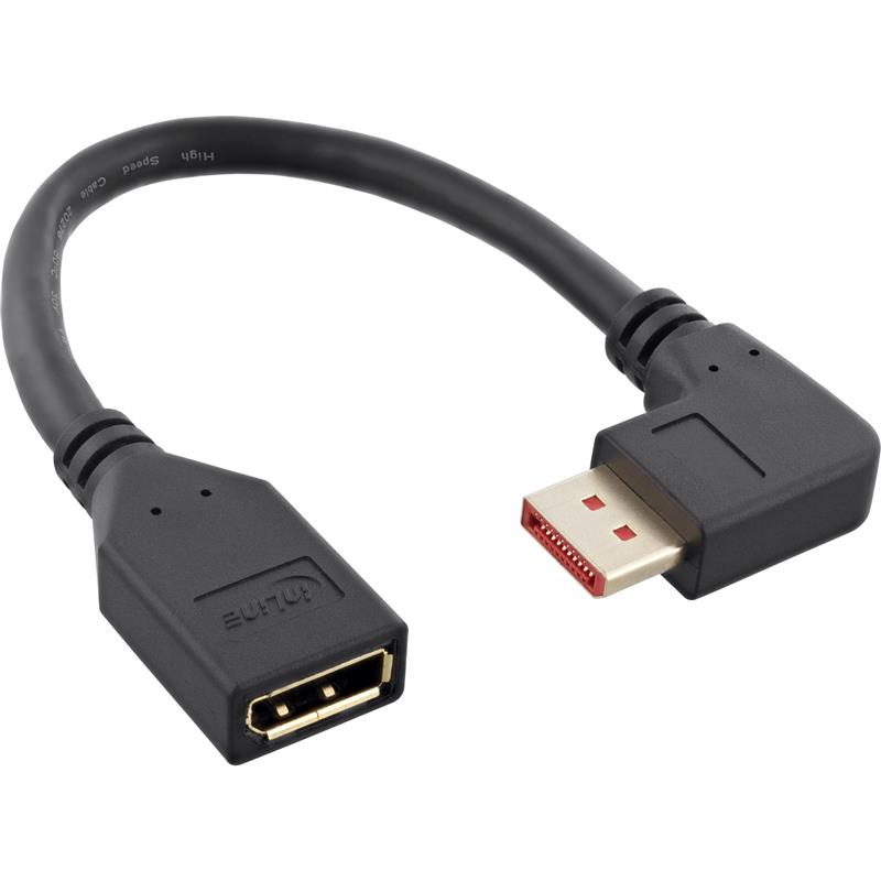 InLine DisplayPort 1 4 adapter cable M F 8K4K angled right black gold 0 15m