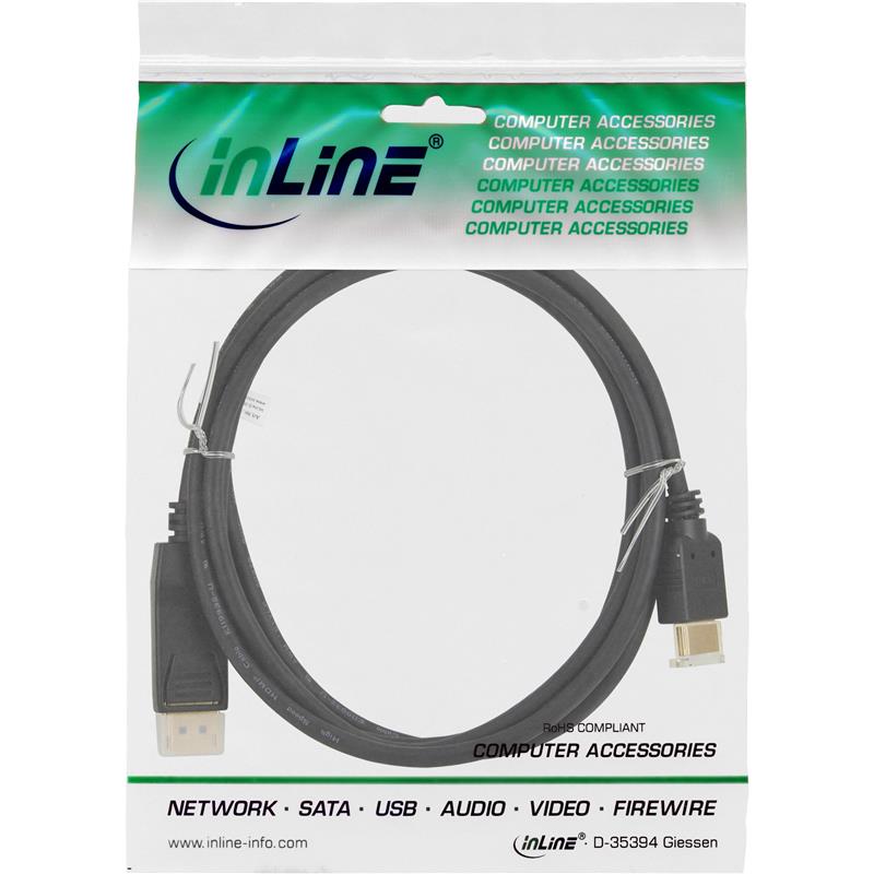 InLine DisplayPort zu HDMI Konverter Kabel zwart 2m