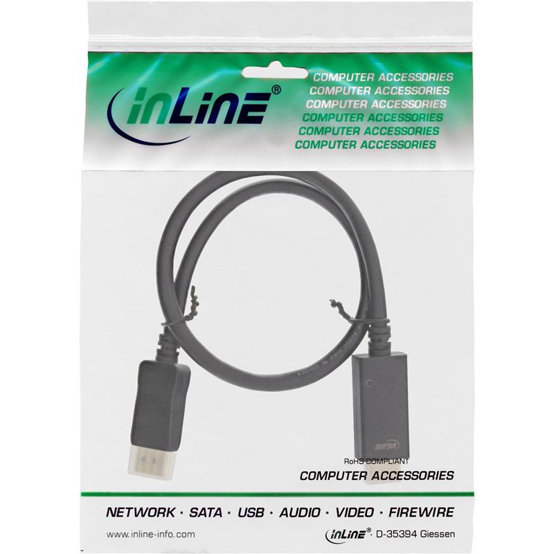 InLine DisplayPort to HDMI converter cable 4K 60Hz black 0 5m