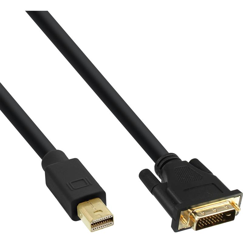 Inline Mini DisplayPort male to DVI-D 24 1 male cable black gold 1 5m