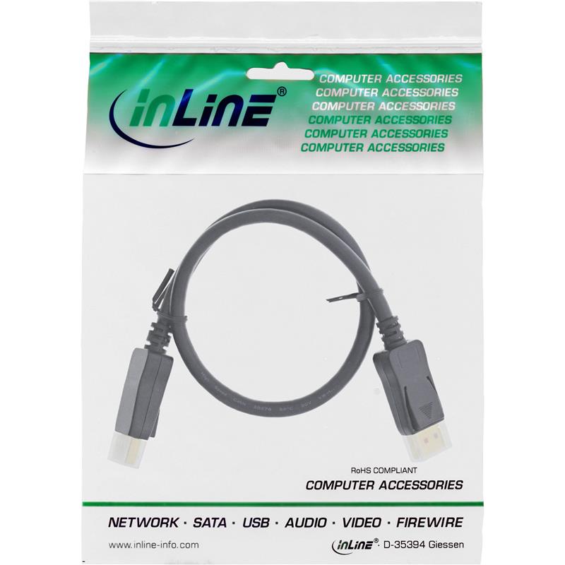 InLine DisplayPort 1 4 cable 8K4K black gold 0 5m