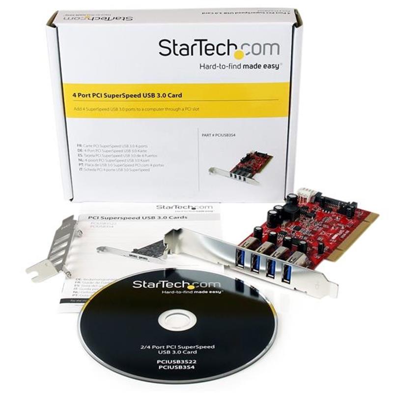 StarTech.com 4-poorts PCI SuperSpeed USB 3.0-adapterkaart met SATA-/SP4-voeding