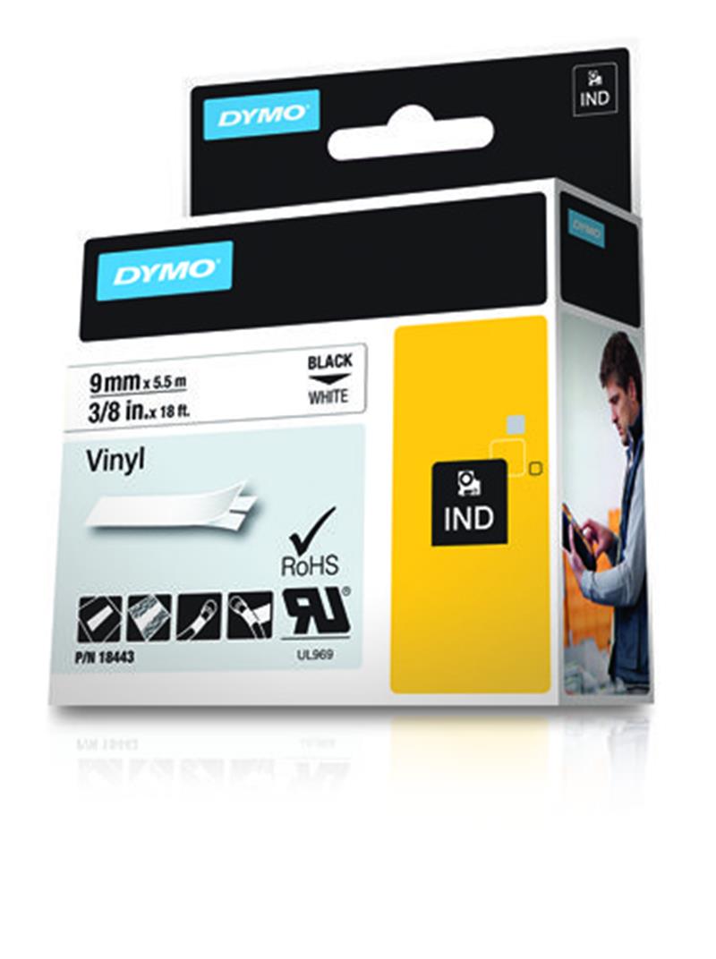 DYMO 18443 labelprinter-tape Zwart op wit