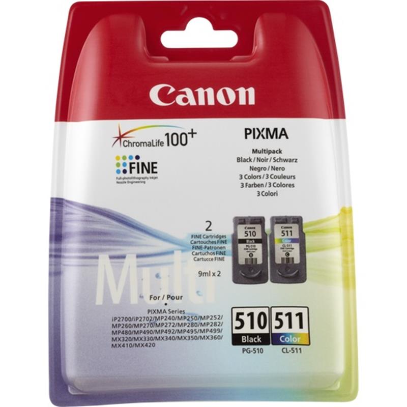 Canon PG-510 / CL-511 Origineel Zwart, Cyaan, Magenta, Geel Multipack 2 stuk(s)