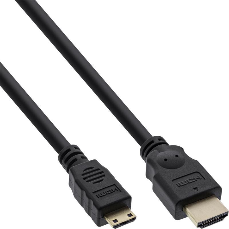 InLine HDMI Mini kabel High Speed HDMI kabel type A M type C M verguld 3m