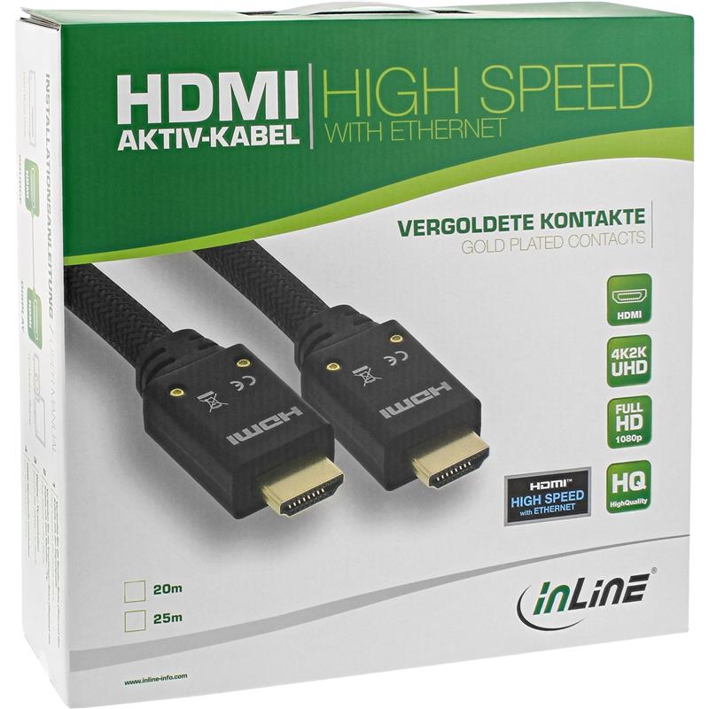 InLine Active High Speed HDMI Cable with Ethernet 4K2K M M black golden contacts 20m