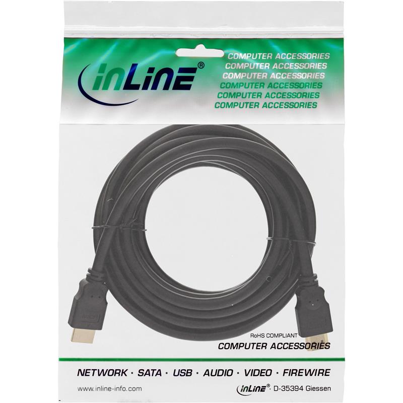 InLine HDMI kabel 19-pins M M zwart vergulde contacten 5m