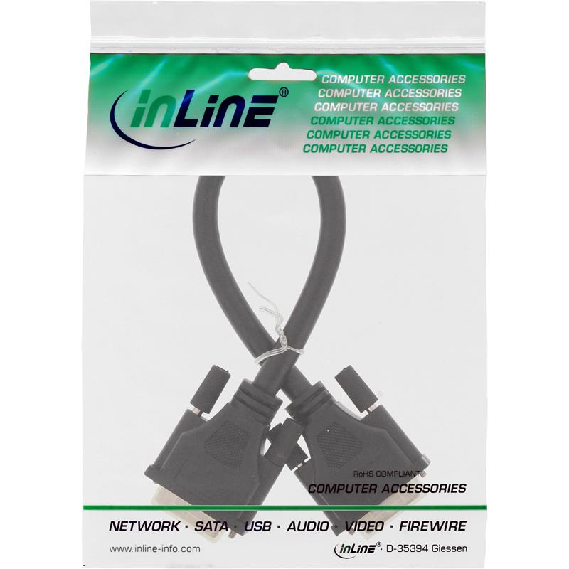 InLine DVI-I kabel digitaal analoog 24 5 jack jack Dual Link zonder ferrietkernen 0 3m
