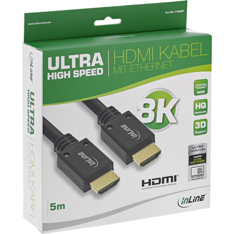 InLine Ultra High Speed HDMI Cable M M 8K4K gold plated 5m