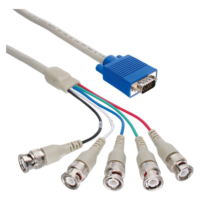 InLine VGA BNC kabel 5x BNC naar 15HD M 5m