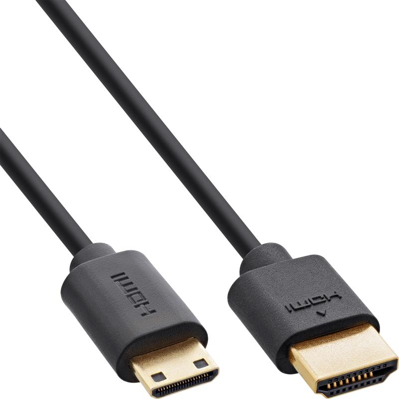 InLine Slim Ultra High Speed HDMI Cable AM CM Mini 8K4K gold plated black 0 3m