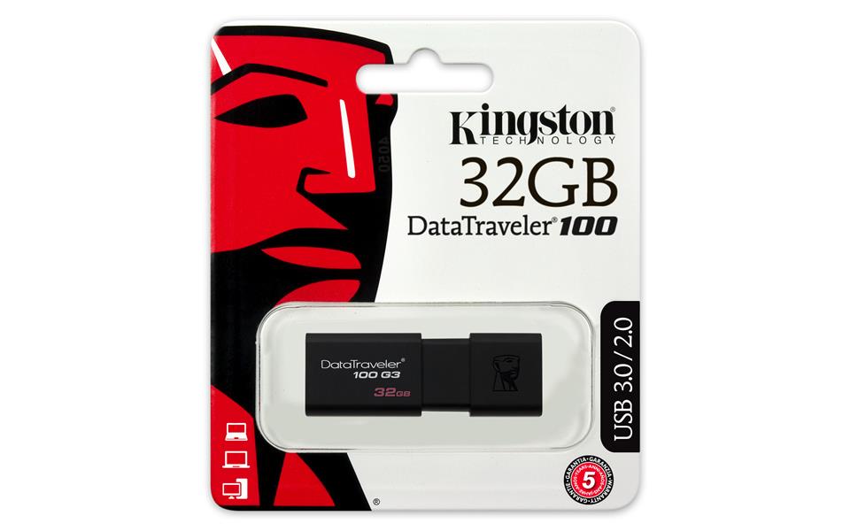 Kingston Technology DataTraveler 100 G3 USB flash drive 32 GB USB Type-A 3.2 Gen 1 (3.1 Gen 1) Zwart